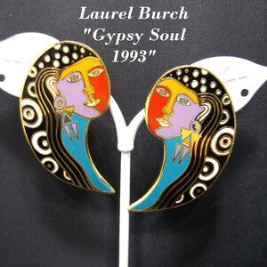 Laurel Burch “ Gypsy soul “ Earrings Vintage Signed and Dated 1993